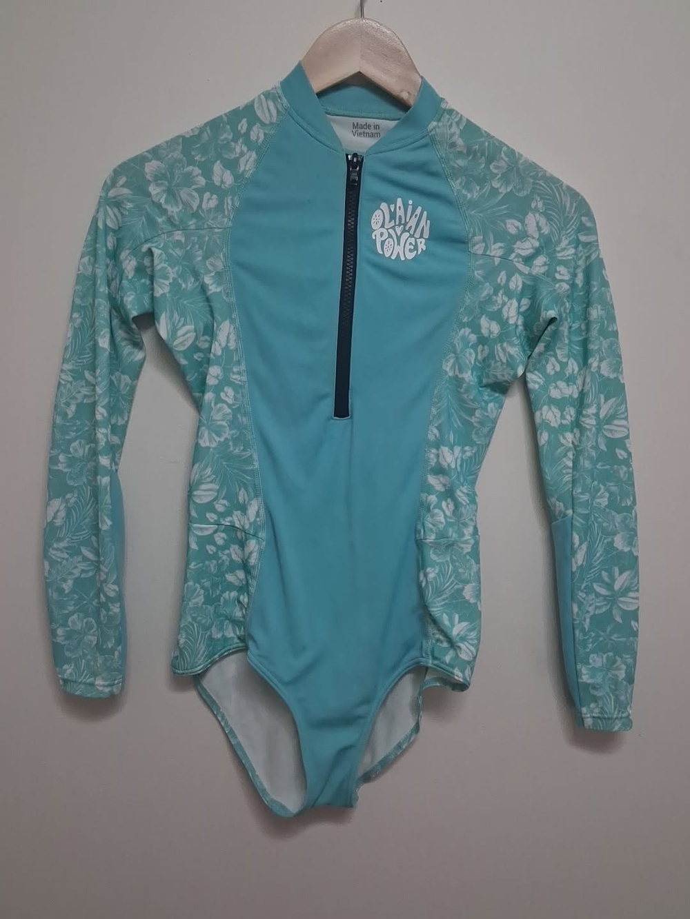 Girls' Mint Long Sleeve One-Piece Swimsuit